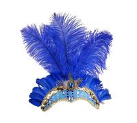 Feather Headwear for Women Girls 1920s Tassel Black Feather Headband Flapper Headpiece Carnival Head Wear Fashion Soft Comfortable Hair Accessories for Women Girls Carnival Party (Blue, One Size)