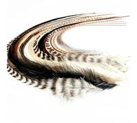 Feather Headz 15 Natural Fluffy Color Hair Feathers - 7''- 12'' Long Natural Fluffy Extension, Feather Extension DIY Kit Eye-Catching Design 10 Micro-link Beads 100% Real Rooster Feathers,1 Count