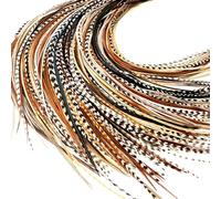 Feather Headz 21 Feathers Natural Hair 7"-12" Long Feathers for Hair Extension Natural Hair Eye-catching Design 20 Micro Link Beads
