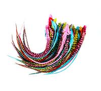 Feather Headz Gorgeous Real Feathers: 15 Pieces Rainbow Fluffy Feather Hair Extensions 100% Real Rooster Feathers Which Can Be Curled, Straightened and Dried