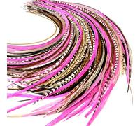 Feather Headz Hair Feathers 21 Colors 7-12 Inch Long Hair Extensions Rooster Feather Craft Kit Eye-catching Design 20 Micro Link Beads Rooster Feathers 10