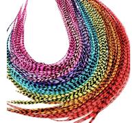 Feather Headz Hair Feathers 21 Colors 7-12 Inch Long Hair Extensions Rooster Feather Craft Kit Eye-catching Design 20 Micro Link Beads Rooster Feathers 10