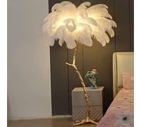 feather lamp Luxurious Resin LED Floor Lamp with Natural Ostrich Feather Shade - Dimmable, Ideal for Reading in Your Princess Bedroom Home Office, big hallway
