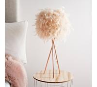 Feather Lamp Rose Gold Tripod Legs Blush Corner Bedside Table Lamp 62cm