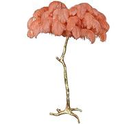 Feather Lamp Tripod Real Ostrich Floor Lamp with Feather Shade, Standing Light for Bedrooms/Dining Room/Living Room/Kitchen (Orange φ110xH170cm)