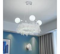Feather LED Pendant Light with Crystal Balls