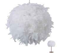 Feather Light Shade 30Cm, Feather Lampshades for Living Room & Bedroom, Fluffy Shade for Table, Floor & Ceiling Lamps (White)