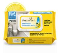 Feather Lux Biodegradable Antibacterial Bathroom Cleaning Wipes, 01 Pack | Multi-Surface Wipes Kill 99.99% Bacteria, Large Gentle on Skin for Household Toilet Protection,Lemon Scent-Disinfectant