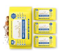Feather Lux Wet Wipes for Adults - Flushable Toilet Wipes with Micellar Water, 160 Large Toilet Wipe Flushable (4 Pack of 40) Cocoa & Shea Butter, Biodegradable Wipe