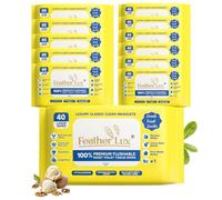 Feather Lux Wet Wipes for Adults - Flushable Toilet Wipes with Micellar Water, 480 Large Toilet Wipe Flushable (12 Packs of 40) Cocoa & Shea Butter, Biodegradable Wipe