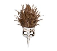 Feather Masquerade Mask with Venezia Nose, Colours, for Masquerade, Party, Carnival (A)