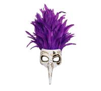Feather Masquerade Mask with Venezia Nose, Colours, for Masquerade, Party, Carnival (B)