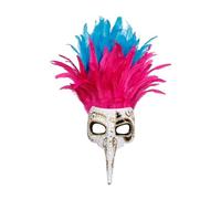 Feather Masquerade Mask with Venezia Nose, Colours, for Masquerade, Party, Carnival (D)
