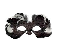 Feather Masquerade Masque Halloween Half Face Vintage Venetian Party | Lace plastic half face mask with adjustable elastic strap for secure fit at galas