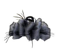 Feather mesh bubble fluffy big grab clip princess shark clip 13CN (2 pieces set) black + gray