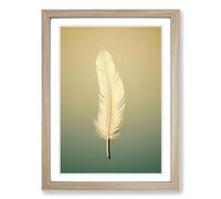 Feather Minimalism Framed Print | A2 Oak Framed Wall Art | Ready to Hang | Minimalist Nature Picture | Living Room Bedroom Lounge Office