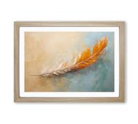 Feather Minimalism Framed Print | A2 Oak Framed Wall Art | Ready to Hang | Minimalist Nature Picture | Living Room Bedroom Lounge Office