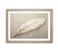 Feather Minimalism No.3 Framed Print | A2 Oak Framed Wall Art | Ready to Hang | Minimalist Nature Picture | Living Room Bedroom Lounge Office
