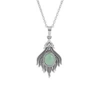 Feather Necklace For Men Women Natural Healing Crystal Necklace Boho Hippie Indian Wings Pendant Long Chain 24'' Energy Jewellery Gifts For Girls Ladies Aventurine