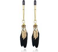 Feather Nipple Clamps - Decorative Breast Adjustable Clips with Pendant Bells, Adult Play for Couple, Nipple Jewelry Accessories for Women and Couples