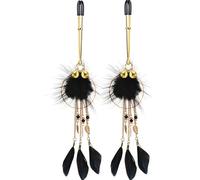 Feather Nipple Clips - Adjustable Breast Clamps with Hanging Bells, Couples’ Intimate Accessories, Women’s Erotic Jewelry