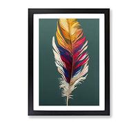Feather Of Colour No.1 Framed Print | A2 Black Framed Wall Art | Ready to Hang | Modern Nature Picture | Living Room Bedroom Lounge Office