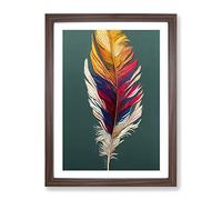 Feather Of Colour No.1 Framed Print for Living Room Bedroom Home Office Décor, Wall Art Picture Ready to Hang, Walnut A2 Frame (64 x 46 cm)