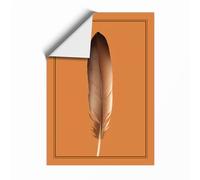 Feather on Orange Minimalist Unframed Wall Art Print A2 (59.4×42cm), Wall Decor for Living Room, Bedroom, Office & Home, Art Gift