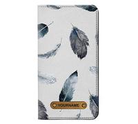 Feather Paint Pattern PU Leather Flip Case Cover For iPhone 11 PU Leather Flip Case Cover For iPhone 11 with Personalized Your Name on Leather Tag