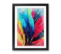 Feather Paint Splash No.1 Abstract Framed Print | A2 Black Framed Wall Art | Ready to Hang | Abstract Fantasy Picture | Living Room Bedroom Lounge Office