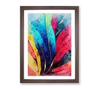 Feather Paint Splash No.1 Abstract Framed Print for Living Room Bedroom Home Office Décor, Wall Art Picture Ready to Hang, Walnut A2 Frame (64 x 46 cm)
