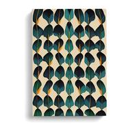 Feather Pattern No.3 Black, Brown, Green Canvas Print for Living Room Bedroom Home Office Décor, Wall Art Picture Ready to Hang, 30x20 Inch (76x50 cm)
