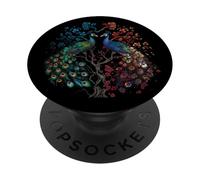 Feather Peacock Lover Artwork Animal Art Teal Peacock Bird PopSockets Adhesive PopGrip