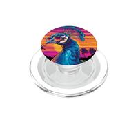 Feather Peacock Lover Artwork Animal Art Teal Peacock Bird PopSockets PopGrip for MagSafe