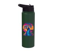Feather Peacock Lover Artwork Animal Art Teal Peacock Bird Stainless Steel Insulated Water Bottle