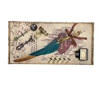 Feather Pen Set Gold Head Dipped Retro Calligraphy Tool for Writing and Gift Giving, 1.6 X 11.2in (Green)