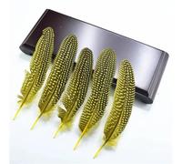 feather， Pheasant And Spotted Pearl Chicken Feathers Multicolor 5-7 inch 100 pcs(Yellow)