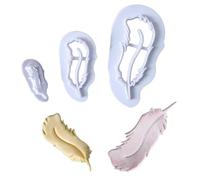 Feather Plastic Fondant Cookie Cutter Embosser Moulds - Fluffy Feather (3pcs)