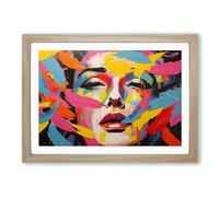 Feather Pop Art Framed Print | A2 Oak Framed Wall Art | Ready to Hang | Pop Art Nature Picture | Living Room Bedroom Lounge Office