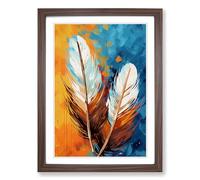 Feather Pop No.2 Framed Print | A2 Walnut Framed Wall Art | Ready to Hang | Modern Nature Picture | Living Room Bedroom Lounge Office