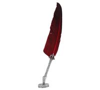 Feather Quill Pen Set Vintage Dip Pen with 5 Nibs for Smooth Writing Ideal for Creative Writers and History Buffs (Red)