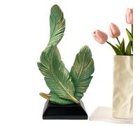 Feather Sculpture Decor | Modern Double Feather Resin Statue With Base 18×10×5Cm Elegant Artistic Table Ornament Minimalist Accent For Living Room Entrance Library Office