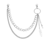 Feather Shape Trouser Chain Fashionable Men Accessory for Women Metal Punk Rock Double-Layer Pants Waist Hip-hop Belt Chains Jeans Silver