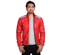 Feather Skin Mens Clolthing Michael Jackson Beat It Leather Jacket Red- XL