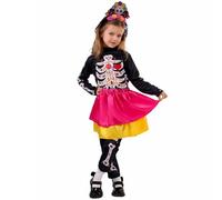 Feather Skirt Carnival Skeleton Costume For Kids Halloween Day Of The Dead Mexican Style Cosplay Outfit Gothic Stage Performance Party Apparel(XL)