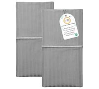 Feather & Stitch 100% Cotton King Pillow Covers Set of 2, 500TC Envelope Closure Pillowcases, Soft Luxury Damask Stripe Sateen Weave Pillow Case for Sleeping, 20x40 Inches - Grey