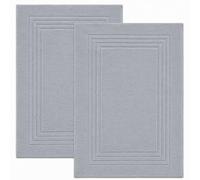 Feather & Stitch 100% Ring Spun Cotton Bath Mats 20 x 30 Inches, 2 Pack | Bathroom & Shower Floor Mats [NOT A Bathroom Rug], Soft, Absorbent, Quick-Drying, Washable, OEKO-TEX Certified, Grey