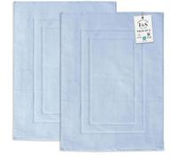 Feather & Stitch 2 Piece Towel Like Bath Mats (30x21 Inch) 100% Cotton Terry Mat, Non-Slip Hotel, Spa, Shower Floor Mats [NOT A Bathroom Rug], Soft Absorbent Washable Mats - Sky Blue