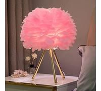 Feather Table Lamp, Crystal Heart Shape Modern Romantic Bedroom Bedside Lamp, for Living Room, Bedroom, Bar, Restaurant, Wedding, Home Decor,Pink