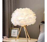 Feather Table Lamp, Crystal Heart Shape Modern Romantic Bedroom Bedside Lamp, for Living Room, Bedroom, Bar, Restaurant, Wedding, Home Decor,White